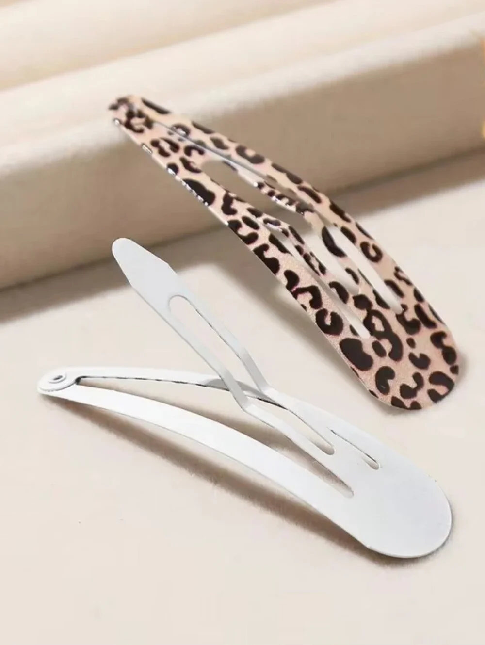 Cheetah Print Snap Hair Clip Set - Pink & Brown